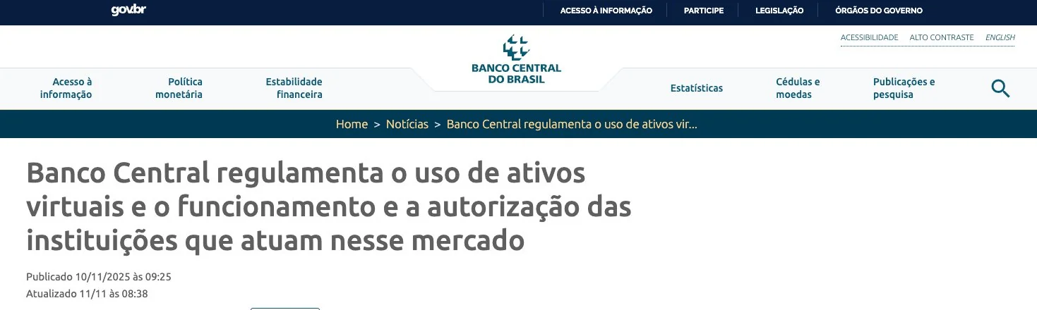Banco Central — regulamenta ativos virtuais