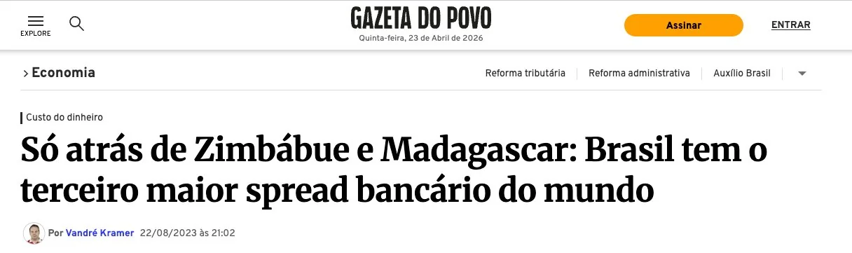 Gazeta do Povo — spread bancário