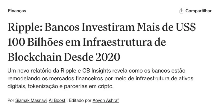 CoinDesk — Bancos investiram mais de US$ 100 bilhões em blockchain